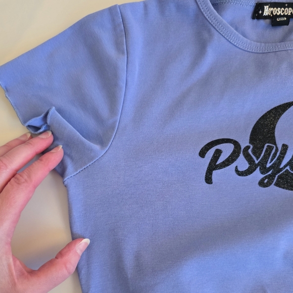 Dolls Kill Horoscopez Mind Reader Graphic Cropped Baby Tee Psychic Moon Glitter - Picture 6 of 10